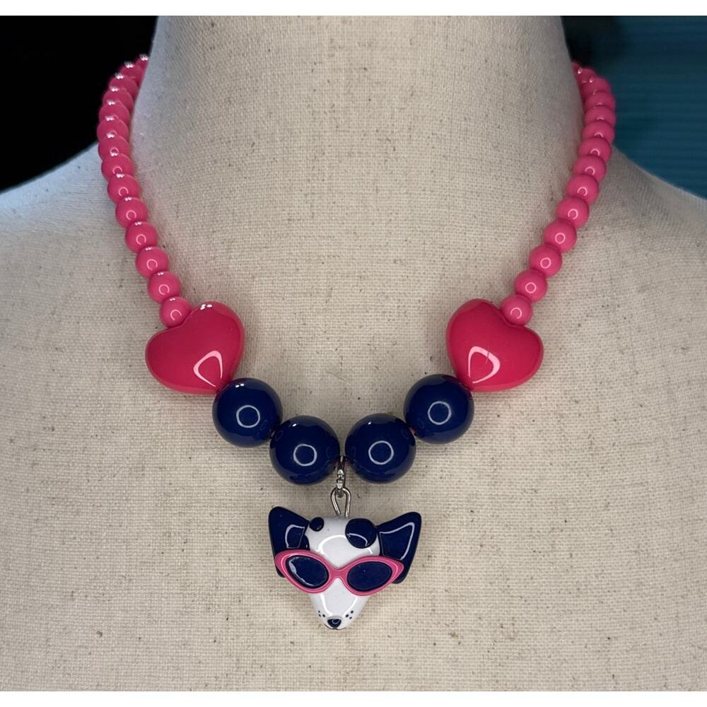 Puppy Dog Choker with Pink Shades and Beads - Fun & Festive
